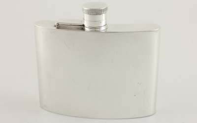Curved Silver Spirit Flask