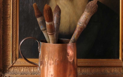French Paint Brushes Pot