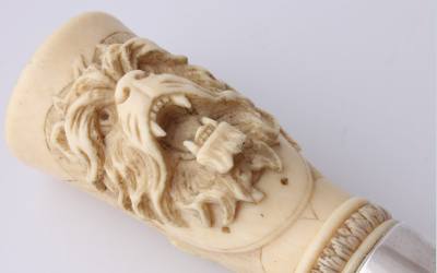 Ivory Lion Dog Stick