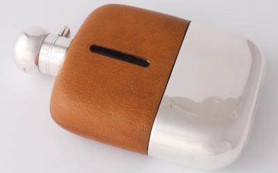 Silver Leather Hip Flask