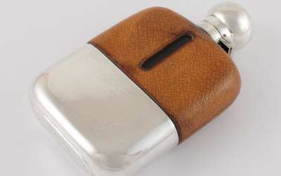 Silver Leather Spirit Flask
