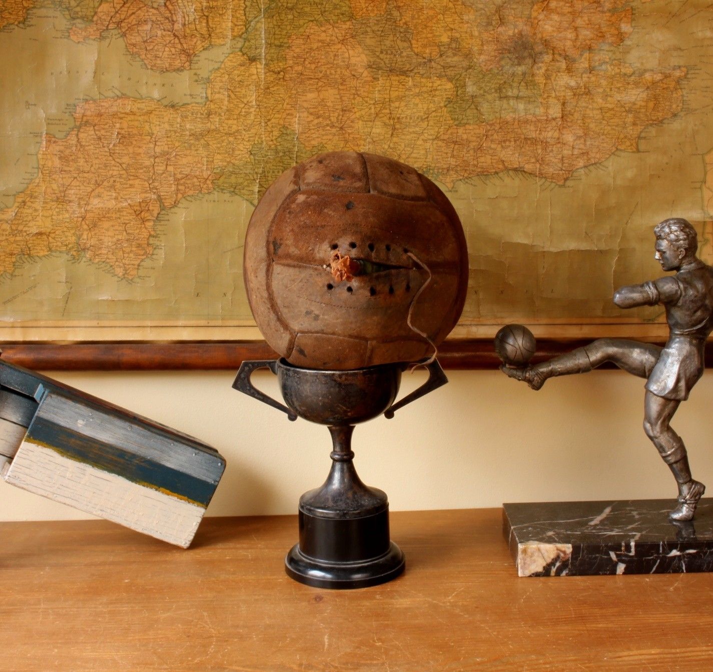 1930 FIFA World Cup Argentina Uruguay Leather Football. Old Soccer Ball.