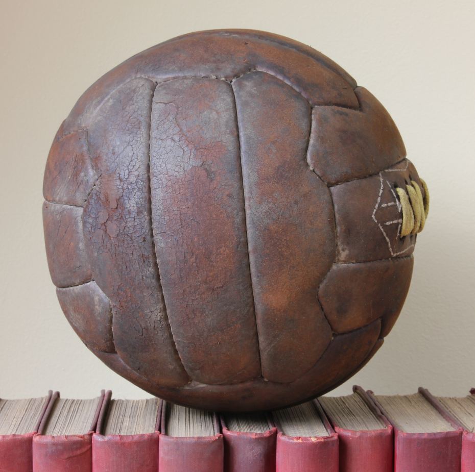 Vintage Leather Football. Old Soccer Lace Up Ball. 1954 Swiss World