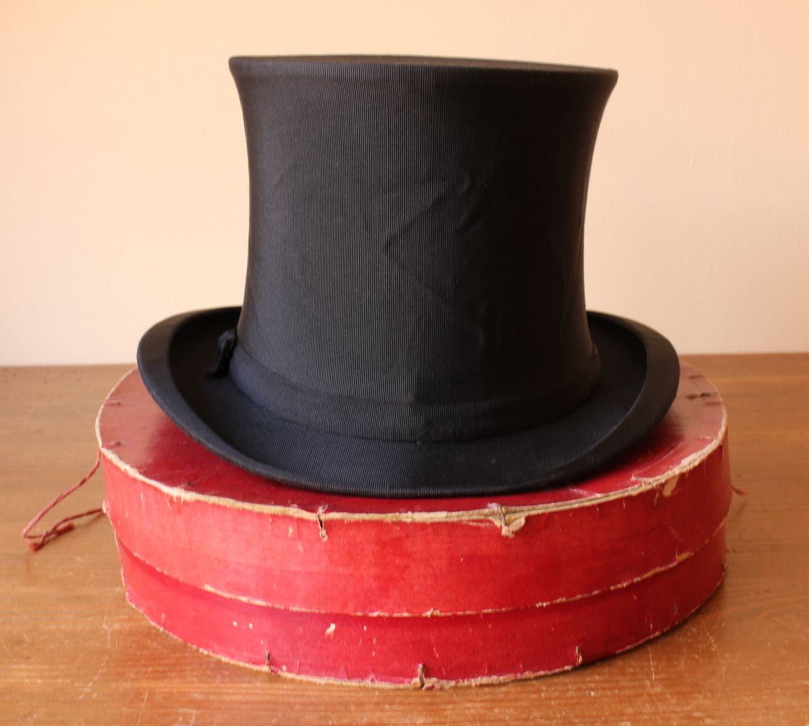 AJ White Black Silk Opera Top Hat. Collapsible Pop Up. Extra Quality. 6