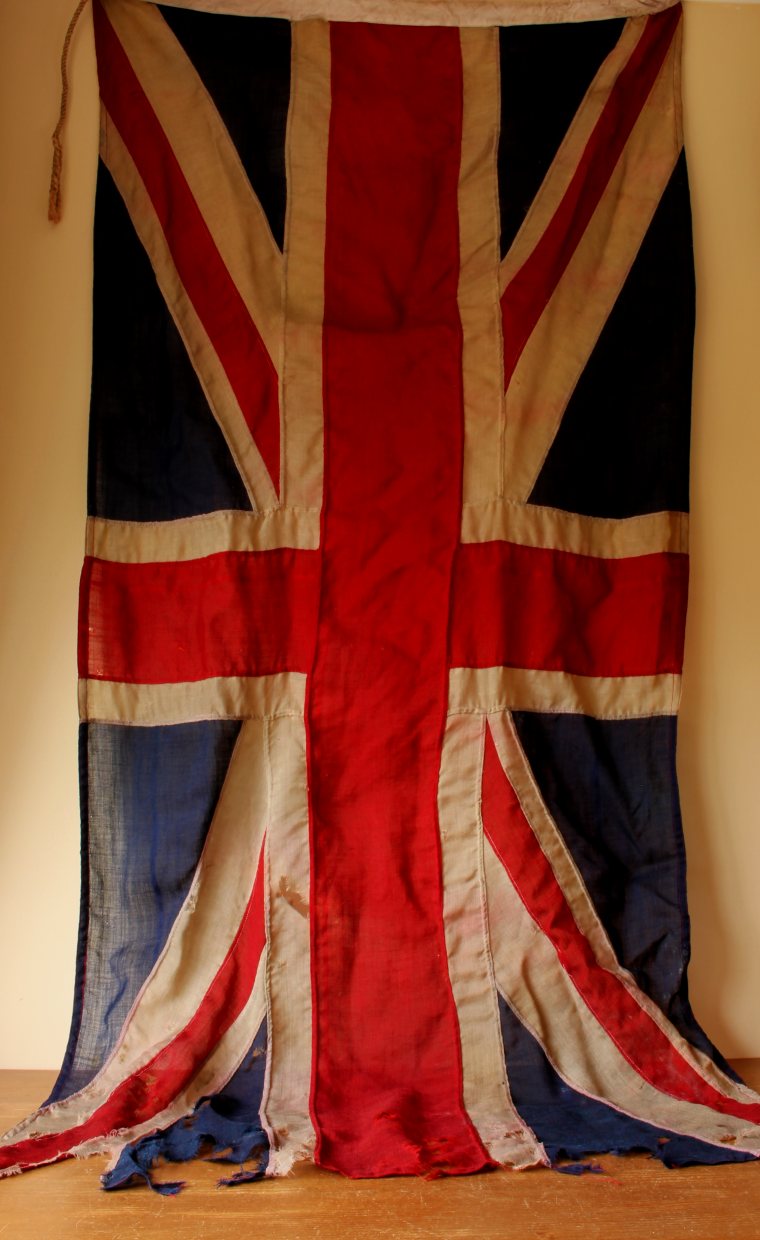 Vintage Union Jack. Large Worn Stitched Panel Flag. 6ft 2 Yard.