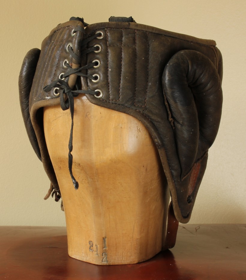 Leather Straw Filled Boxing Head Guard. Antique Boxer's Headgear c1930.