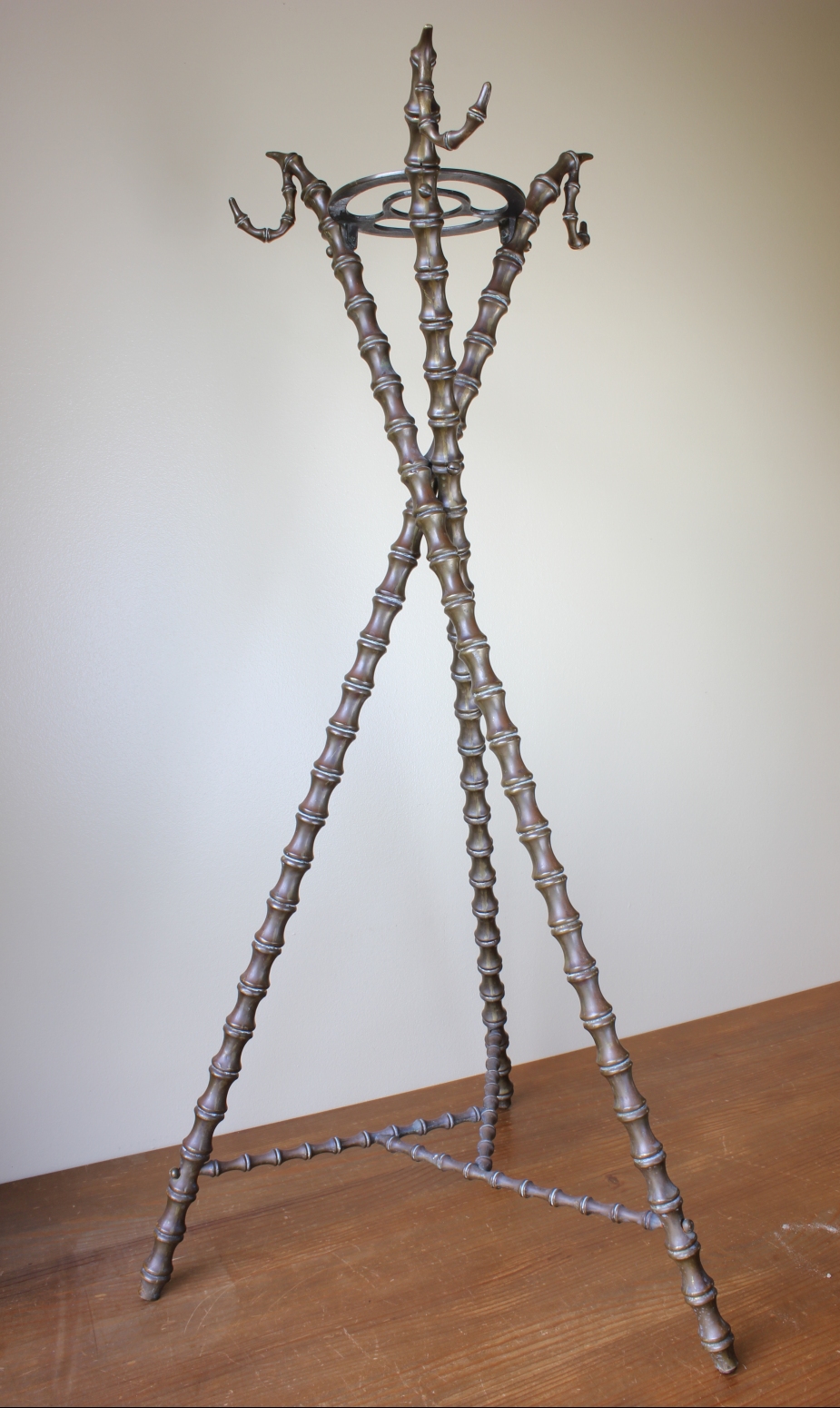 Antique Faux Bamboo Brass Walking Stick Cane Umbrella Stand. Hat Bag