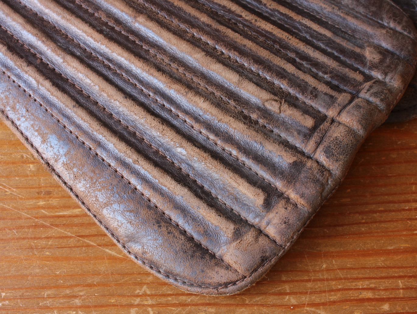 Leather & Bamboo Football Shin Pads. Soccer Shinpad Guards c1930.