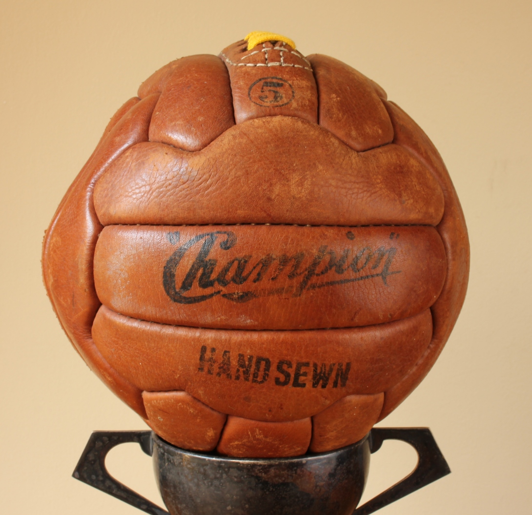 Champion Cowhide Leather 18 Panel Size 5 Football Soccer Ball c1950.