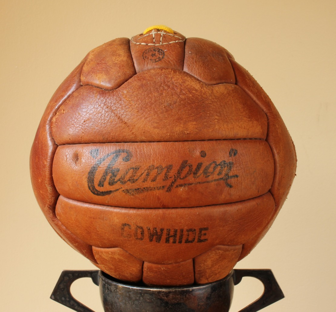 Champion Cowhide Leather 18 Panel Size 5 Football Soccer Ball c1950.
