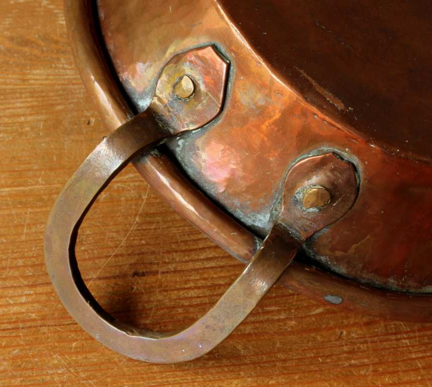 French Copper Chestnut Roaster Pan & Lid. Rustic Lidded Nut Dish Bowl.