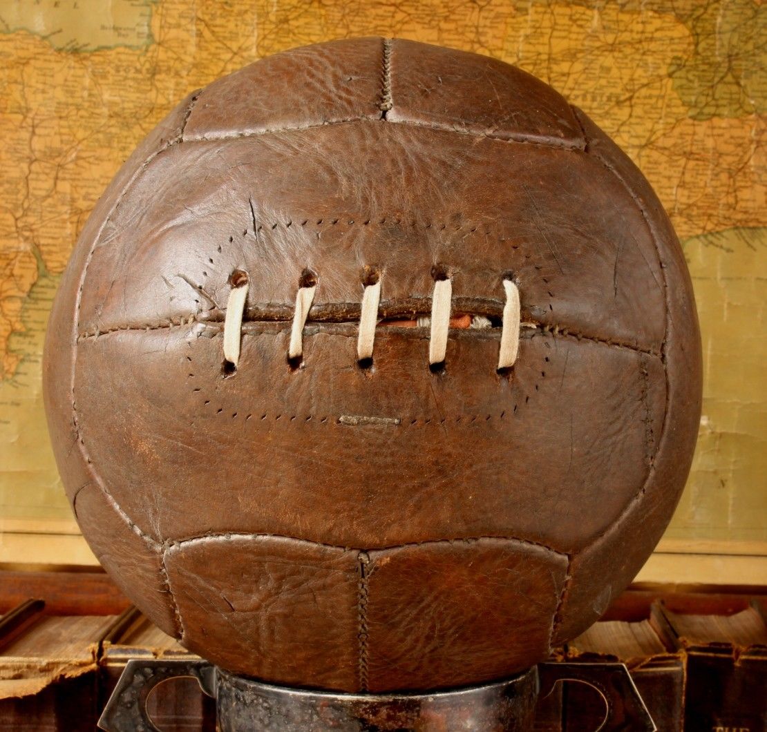 Leather Football World Cup 1930 Argentina Uruguay. Vintage Soccer Ball.