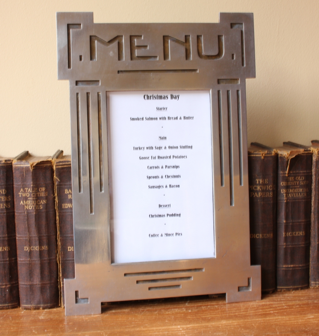 Art Deco Aluminium Menu Holder Frame. Restaurant, Bar, Cocktail Menu Board.