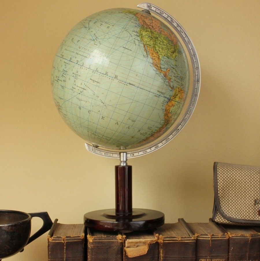 Decorative Vintage World Desk Globe German Columbus Vaardglobes Paul