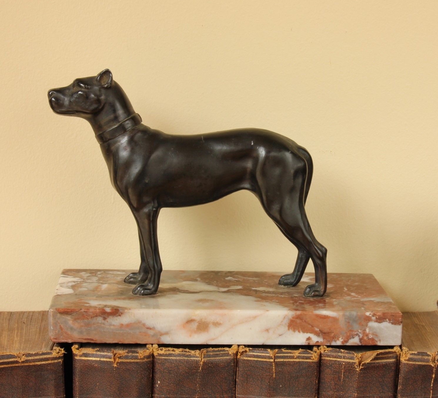 French Art Deco Cane Corso / Doberman Pinscher Type Dog Statue Figure