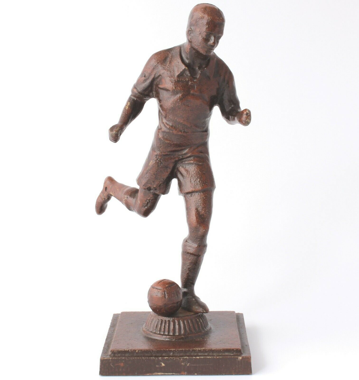 Heavy Soccer Player & Football Statue. Footballer Ball Figure.