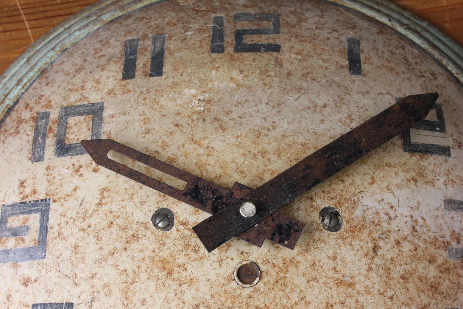 French Art Deco Wall Clock. 1930 Distressed Vintage Clock.