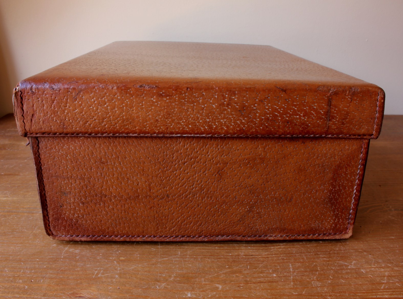 Vintage Tan Leather Attache Suitcase Briefcase. German Case.