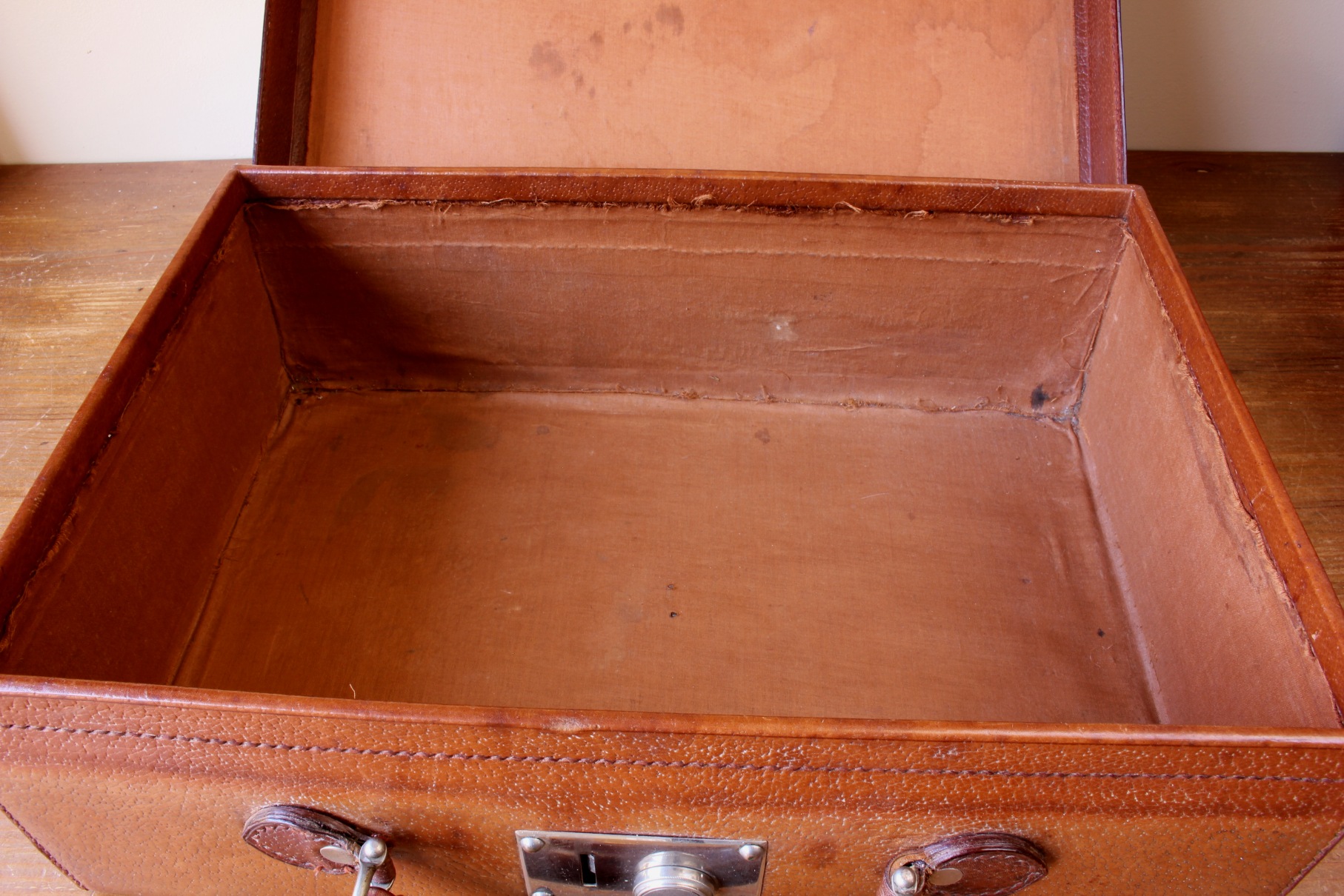 Vintage Tan Leather Attache Suitcase Briefcase. German Case.