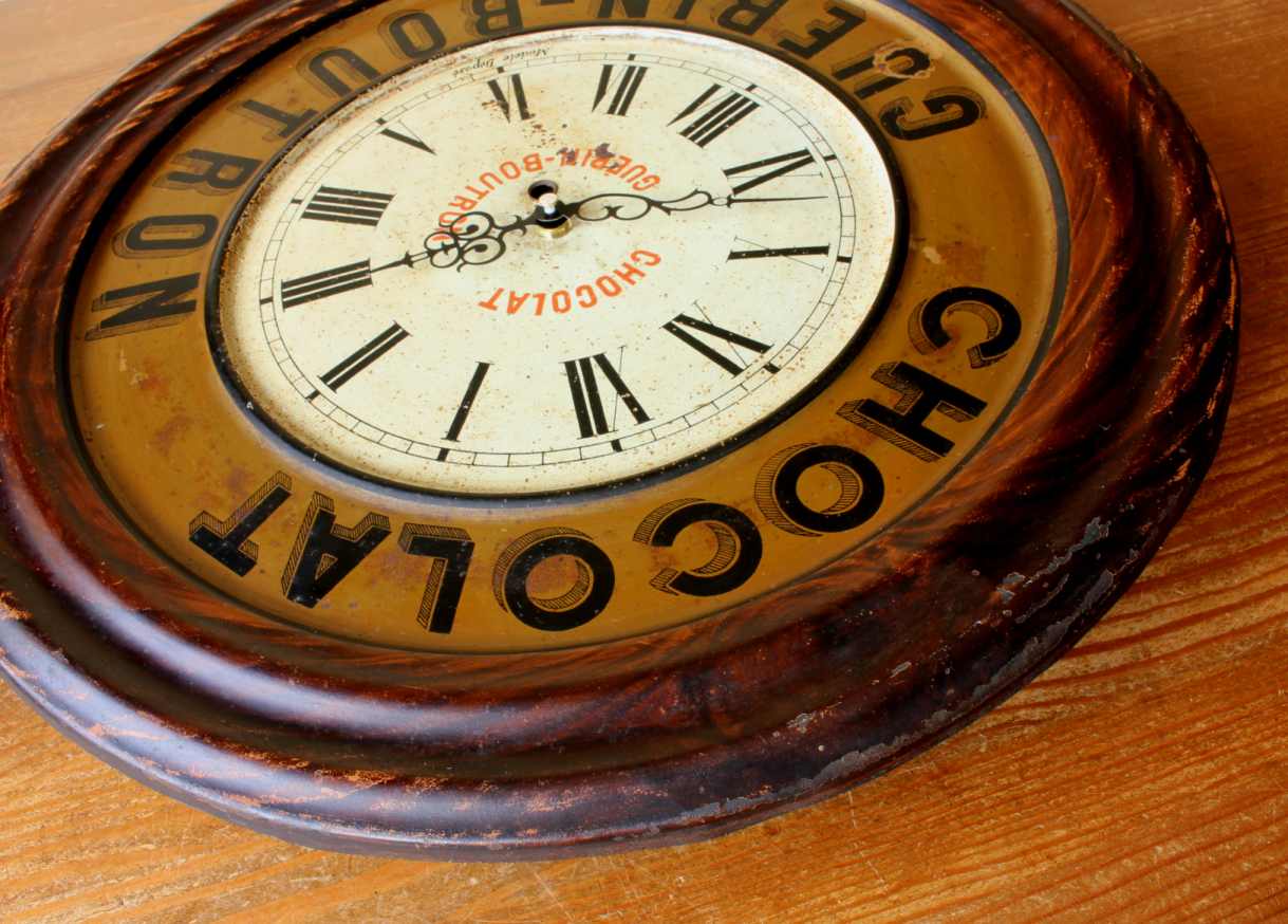 Guerin Boutron Chocolat French Wall Clock. Chocolate Advertising Sign