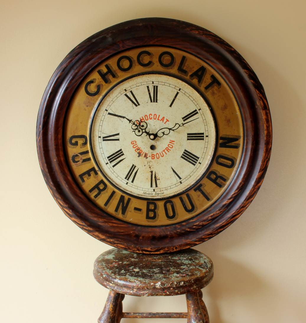 Guerin Boutron Chocolat French Wall Clock. Chocolate Advertising Sign