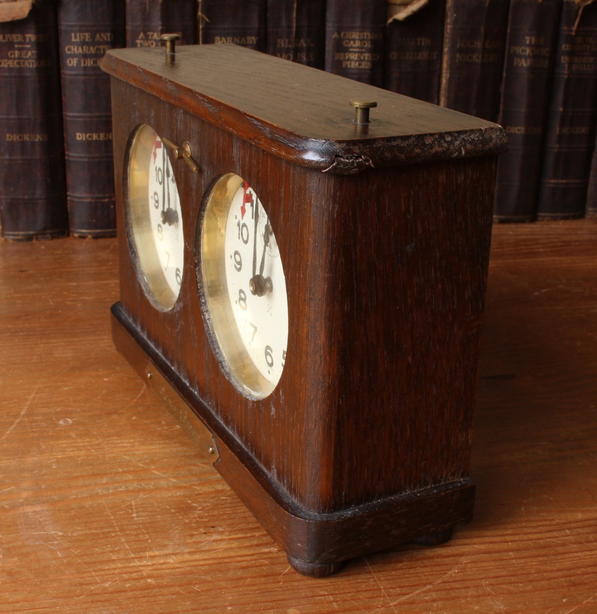 1920's German HAC Wooden Chess Clock Timer with Locking Wood Carry Case.