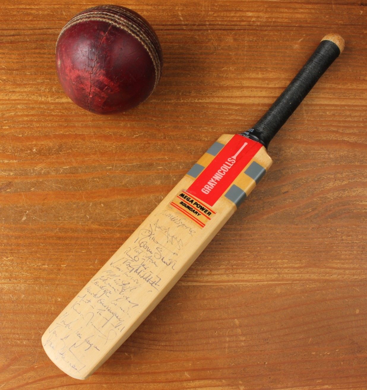 Miniature Gray Nicolls Original Autograph Mini Cricket Bat Hampshire 1993.