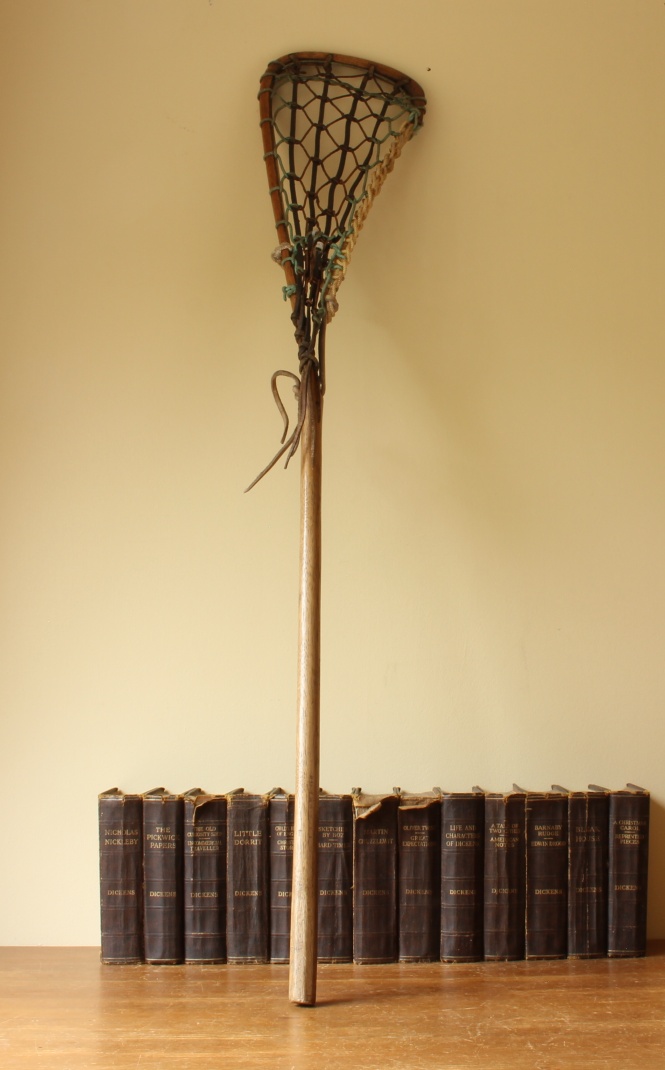 Wood & Leather Lacrosse Stick. Wooden Home Decor, Sports Bar.