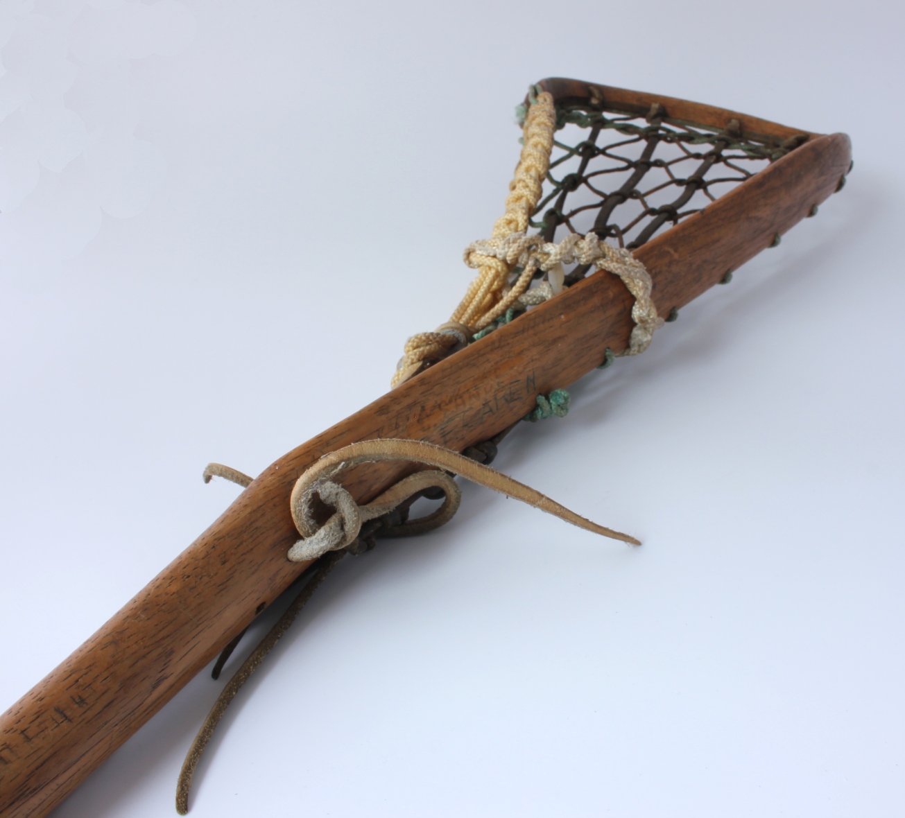 Wood & Leather Lacrosse Stick. Wooden Home Decor, Sports Bar.