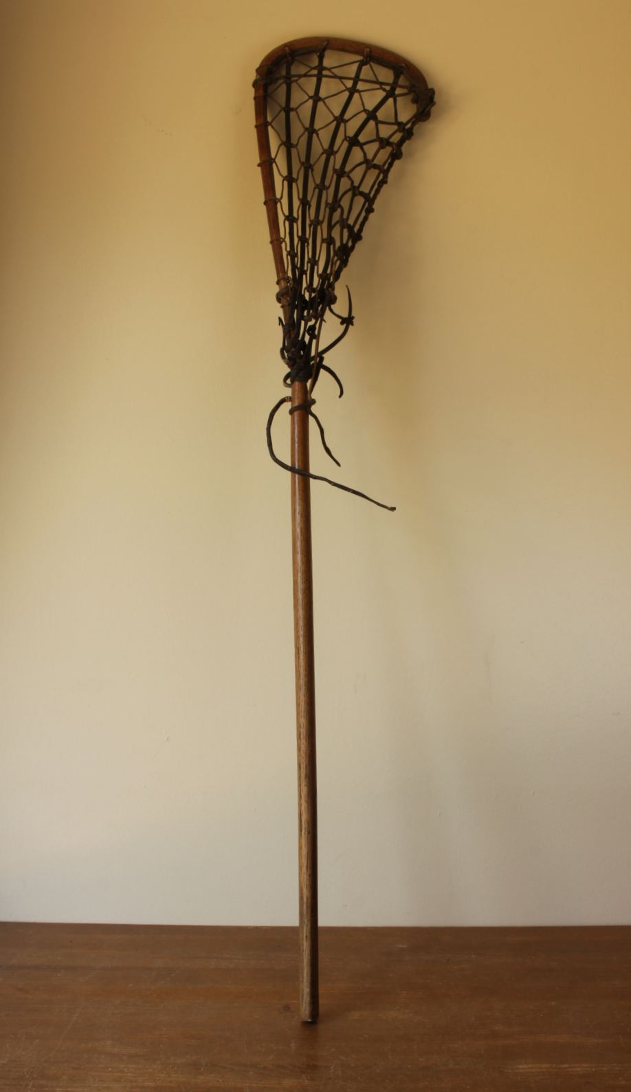 Hickory Wood & Leather Lacrosse Stick. Sports Shop or Bar Decor.