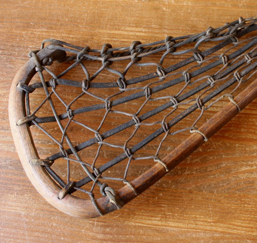 Hickory Wood & Leather Lacrosse Stick. Sports Shop or Bar Decor.