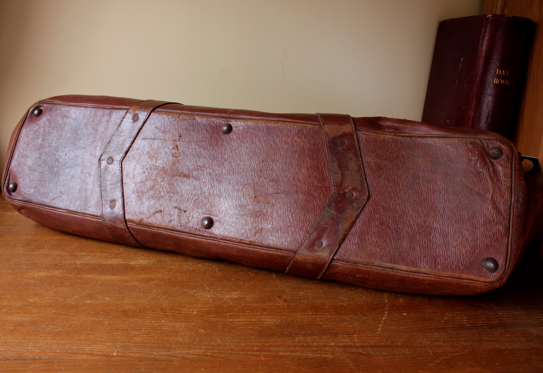 English Leather Cricket Kit Bag. Long Coffin Bat Holdall.