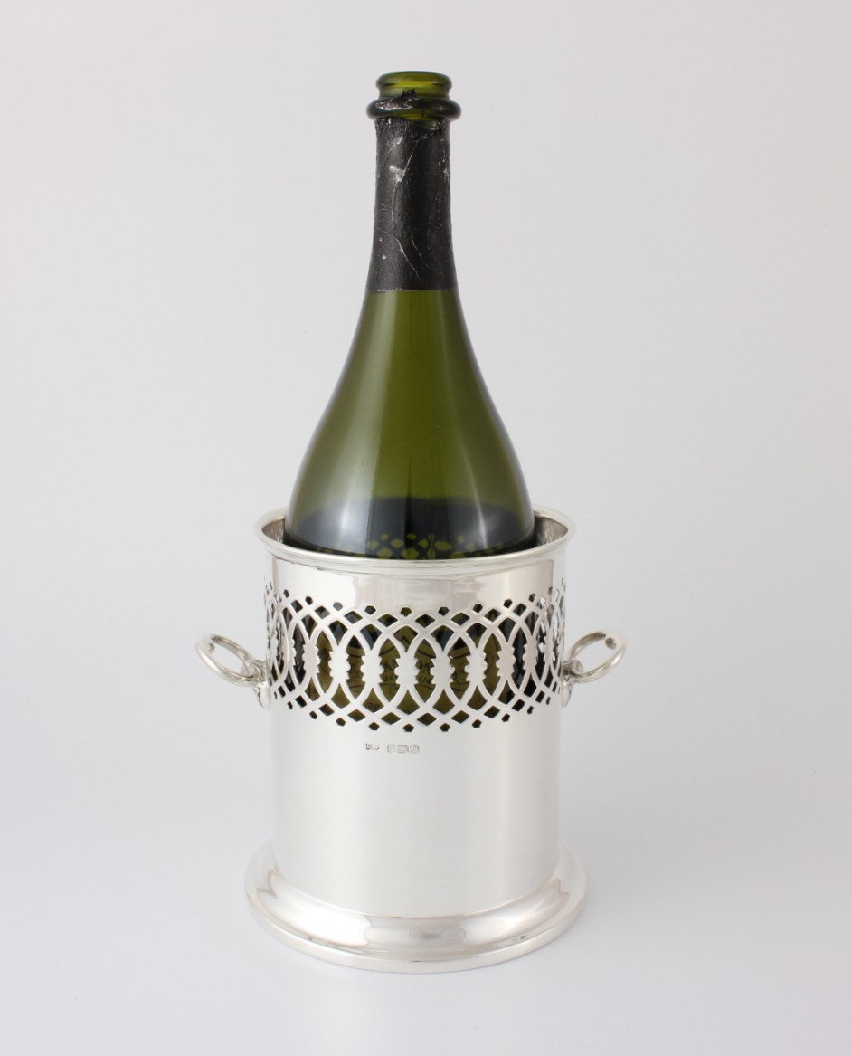 Solid Silver Wine Bottle Holder Tall Coaster Mappin & b 1931.
