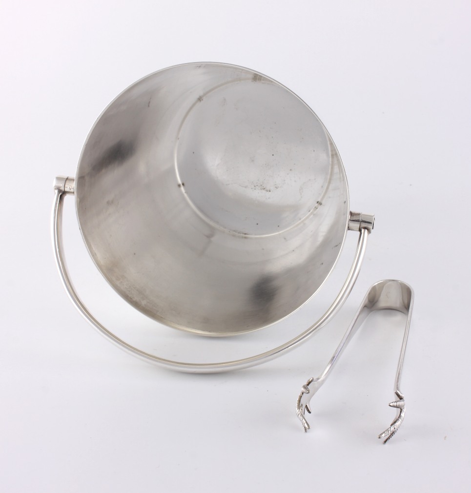 Art Deco Mappin & b Silver Plated Ice Bucket Pail With Tongs.