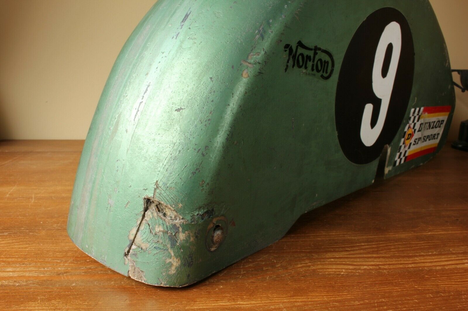 Norton Motorcycle Sidecar Racing Wheel Cover. Motorbike Dunlop 1960's.