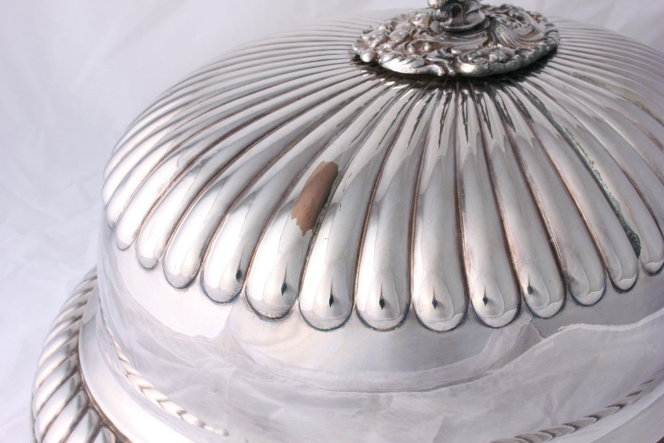 Large Antique Old Sheffield Silver Plated Meat Cover. 43rd Regiment.
