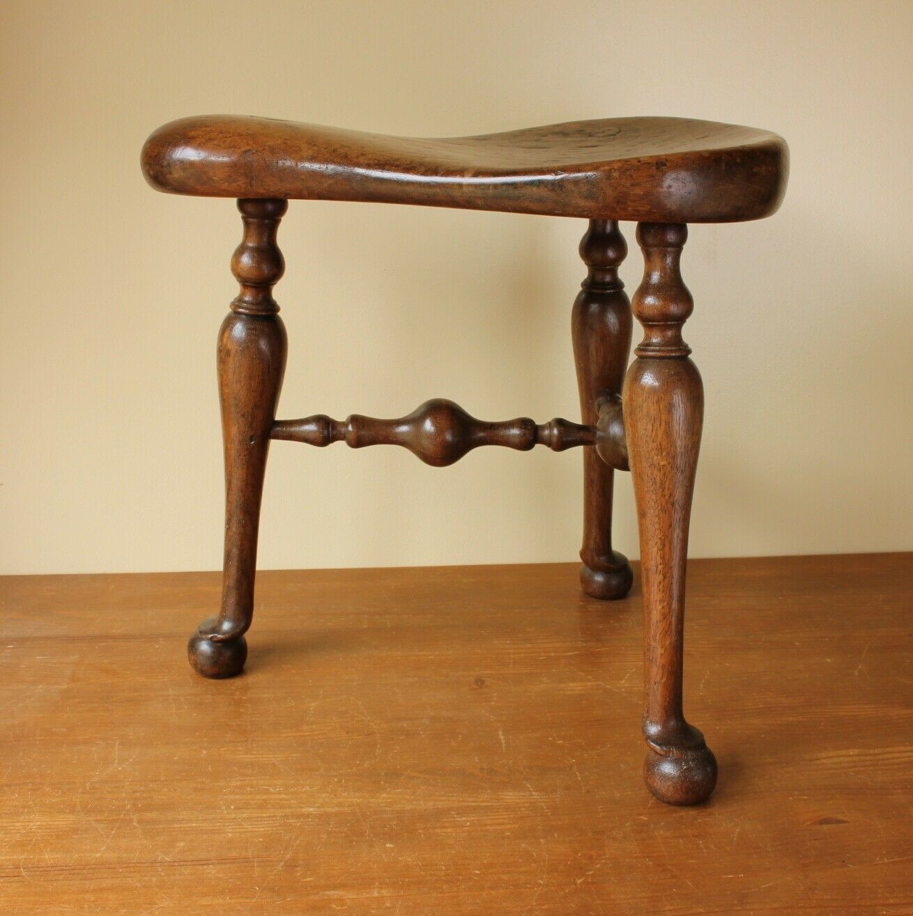 Stunning 19th Century Saddle Stool. Antique 3 Leg Shoolbred Attributed