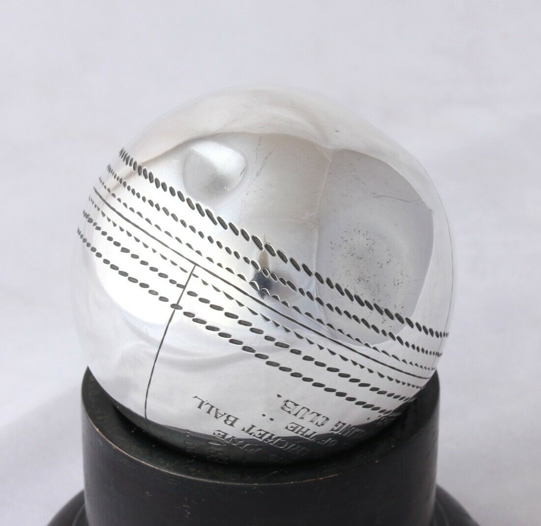 Silver Presentation Trophy Cricket Ball. Hathersage Bowling Club 1928.