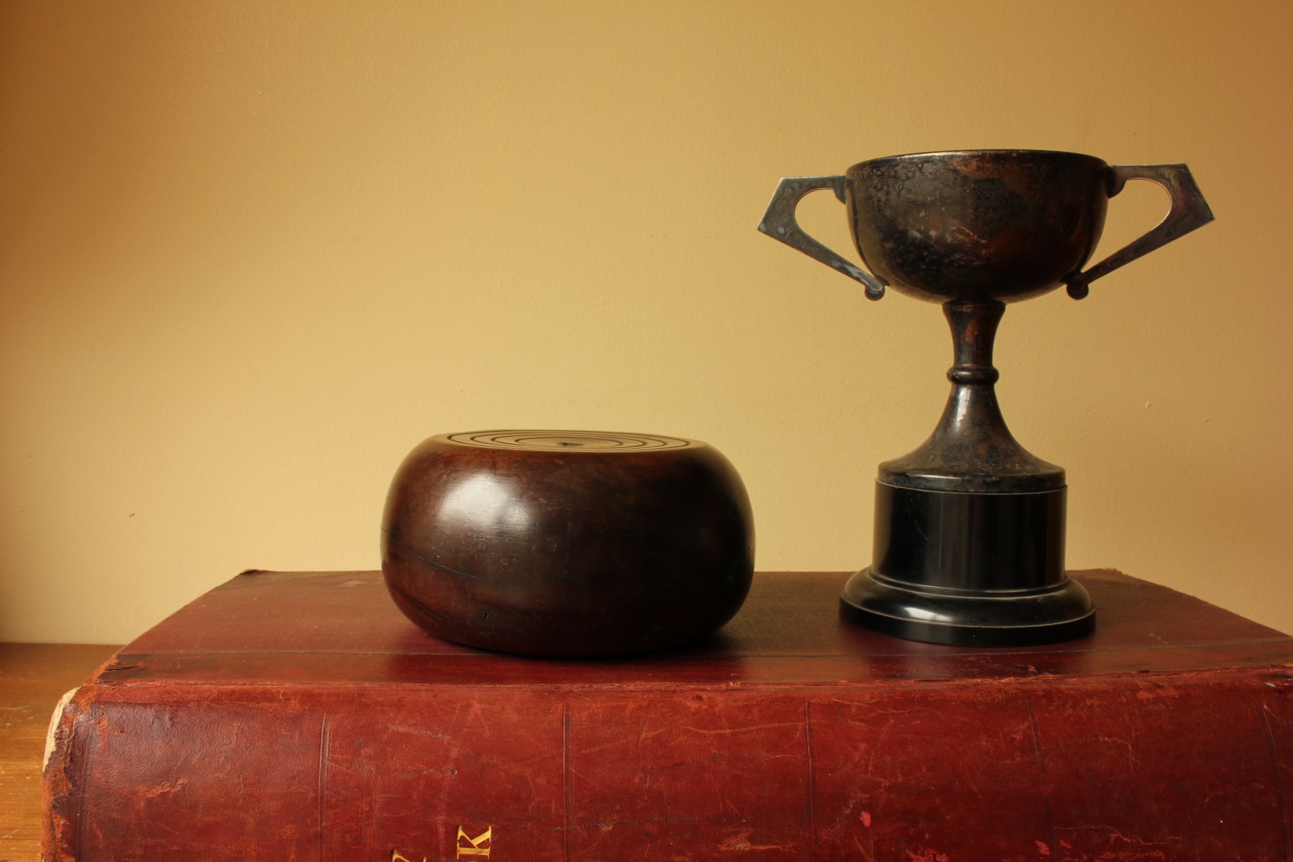 Belgian Wooden Bowling Trabollen Featherbowling Ball. Decorative Doorstop.