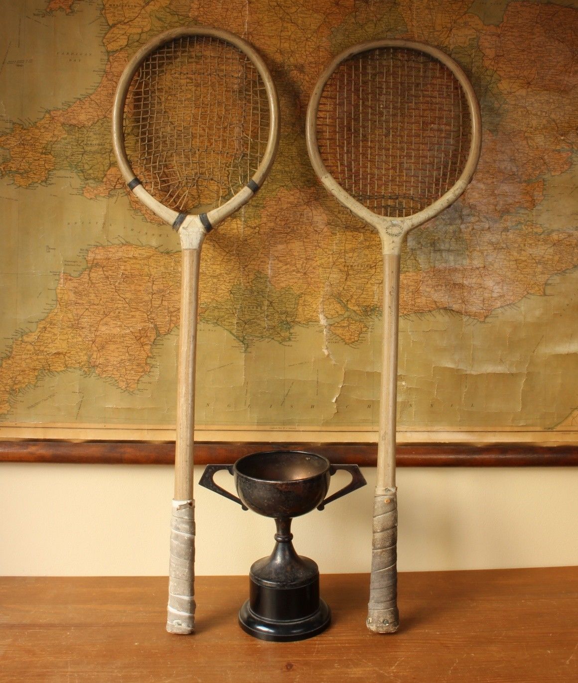 2 x Squash Rackets H Gradidge and Sons Vintage Racquet c1930. Sport Shop.