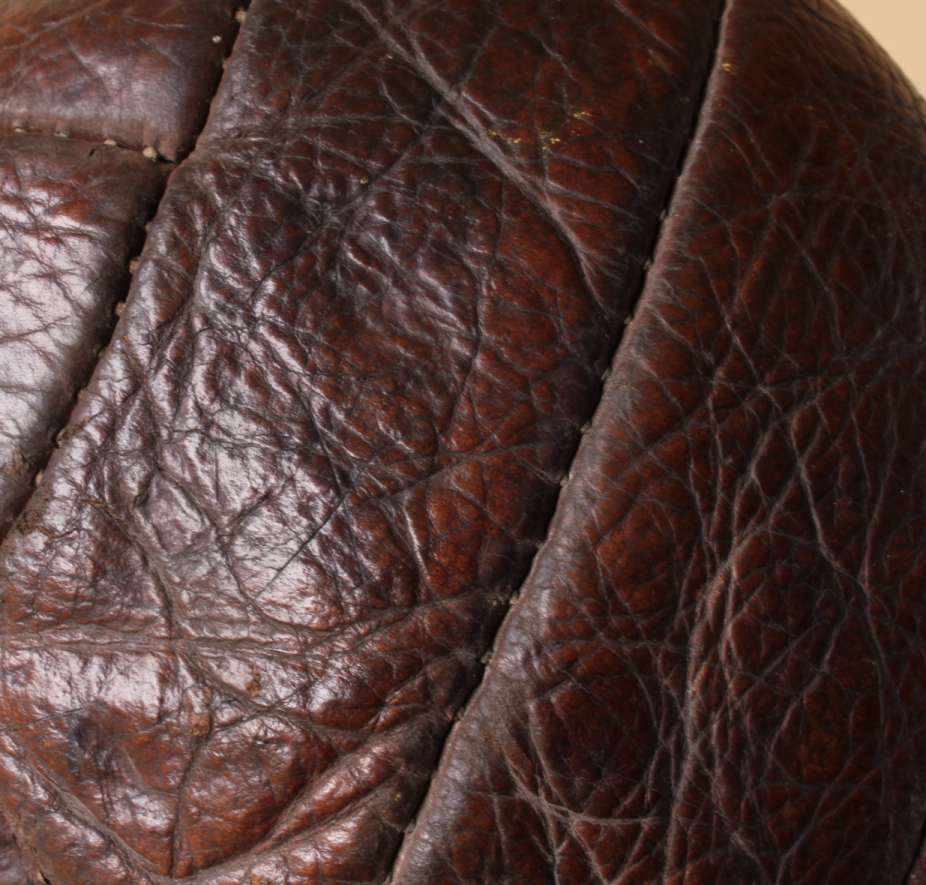 Vintage Brown Leather Football. 1950's 12 Panel Laced Soccer Ball.