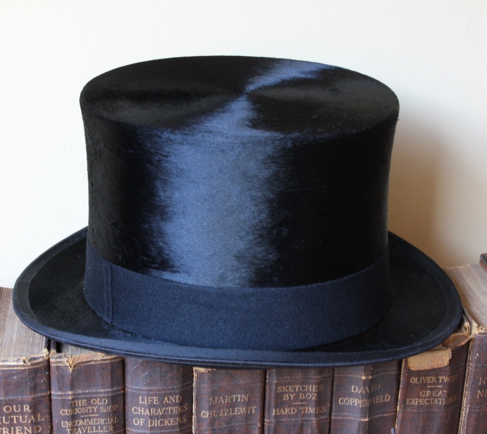 Black Moleskin Plush Silk Top Hat. Woodrow Of Manchester. Size UK 6 7/8.