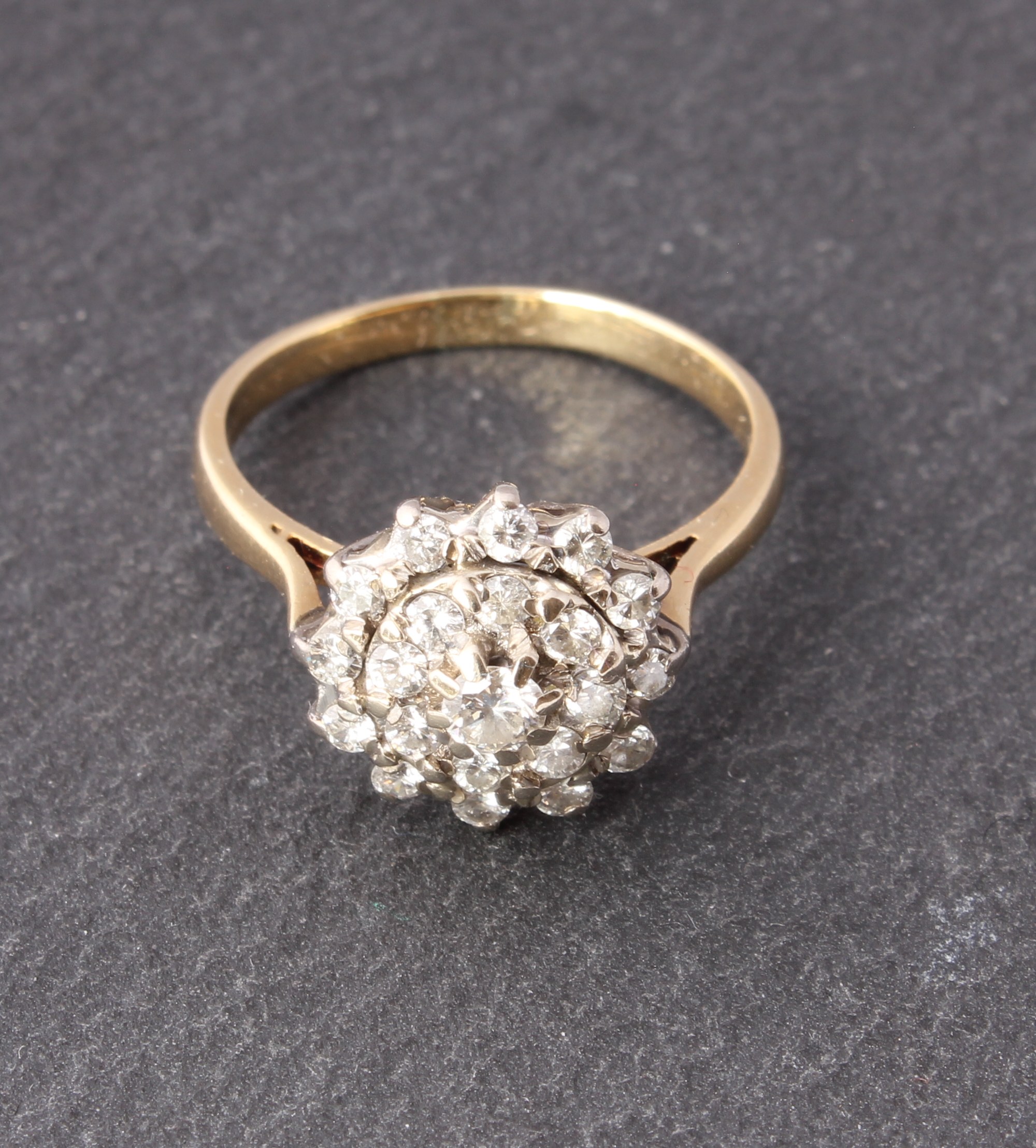 Vintage 18ct Yellow Gold & Diamond Cluster Ring. 0.75ct. Size N 1/2