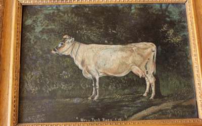 Antique Cattle Painting Rosy