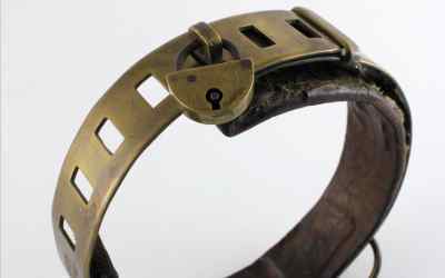 Antique Leather Brass Dog Collar