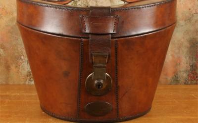 Antique Leather Top Hat Case