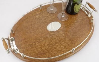 Antique Oak Gallery Tray
