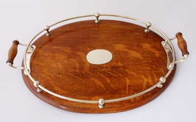 Antique Oval Oak Tray