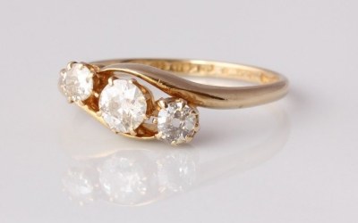 Antique Three Diamond Old Cut Ring