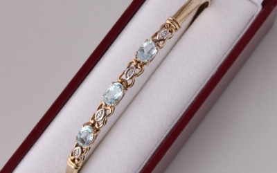 Aquamarine Diamond Bangle